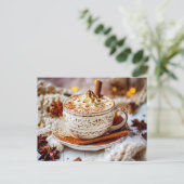 ホットチョコレート、リッチでクリーミーな、居心地の良い夕べ シーズンポストカード (スタンド正面)