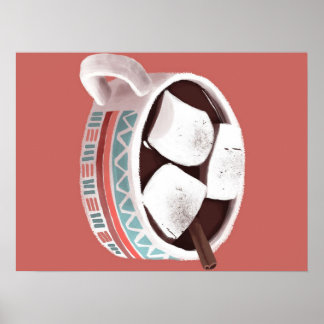 ホットチョコレート – ヴィンテージかわいいチョコレートラバーギフト ポスター