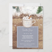 ホットチョコ素朴レートベビー冷たい埃っぽいブルー 招待状 (正面)