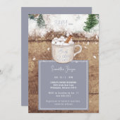 ホットチョコ素朴レートベビー冷たい埃っぽいブルー 招待状 (正面/裏面)