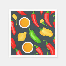 ホットチリピーパーパターン スタンダードカクテルナプキン