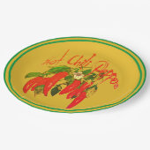 ホットチリレッドペッパーonマスタード背景文字 ペーパープレート (アングル)