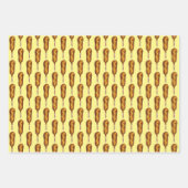 ホットディギティドッグ!毛布のホットドッグの中のトウモロコシ犬の豚 ラッピングペーパーシート (正面3)