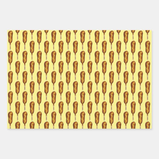 ホットディギティドッグ！毛布のホットドッグの中のトウモロコシ犬の豚 ラッピングペーパーシート (正面3)