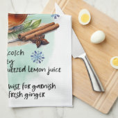 ホットトディレシピクリスマスのレシートデザイン キッチンタオル (四つ折り)