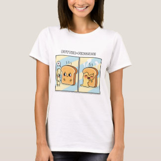 ホットトーストに溶けるかわいいバターのコミック Tシャツ