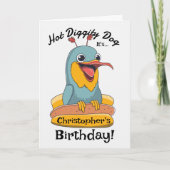 ホットドおもしろいッグ好き可愛いバ間抜けードインBun +名前 カード (正面)