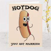 ホットドおもしろいッグ結婚おめでとうカード カード (黄色い花)