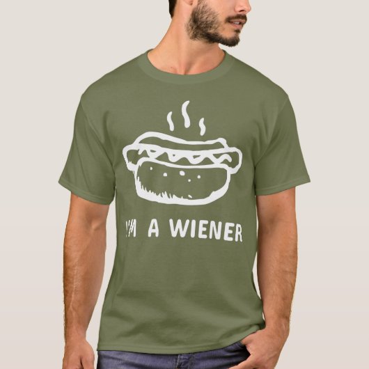 ホットドッグおもしろいウィーナーソーセージプン Tシャツ (正面)