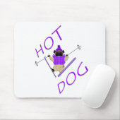 ホットドッグおもしろいスキーパグパープルジャケットとスキー マウスパッド (マウス)
