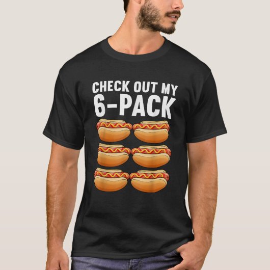 ホットドッグおもしろいデザイン女子男性へソーセージ食品Ho Tシャツ (正面)