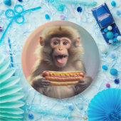 ホットドッグでかわいいサル ペーパープレート (パーティー)