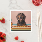 ホットドッグでかわいいダシュント スタンダードカクテルナプキン (インサイチュ)