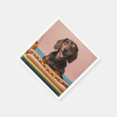 ホットドッグでかわいいダシュント スタンダードカクテルナプキン (角)