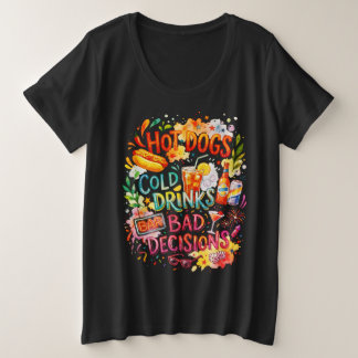 ホットドッグとちょっとした後悔 プラスサイズTシャツ