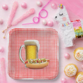 ホットドッグとジンガムのビール ペーパープレート (パーティー)