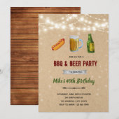 ホットドッグとビールのBBQ招待 招待状 (正面/裏面)