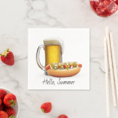 ホットドッグとビールを白に スタンダードカクテルナプキン (インサイチュ)