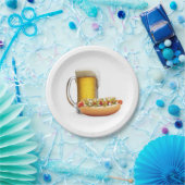 ホットドッグとビールを白に ペーパープレート (パーティー)