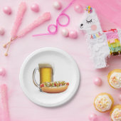 ホットドッグとビールを白に ペーパープレート (パーティー)