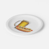 ホットドッグとビールを白に ペーパープレート (アングル)