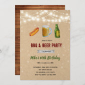ホットドッグとビールBBQ招待 招待状 (正面/裏面)