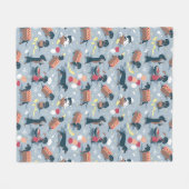 ホットドッグとレモネード夏のダッシュント犬 フリースブランケット (正面(横))