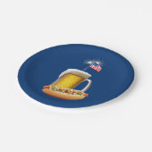 ホットドッグと旗付きビール ペーパープレート (アングル)