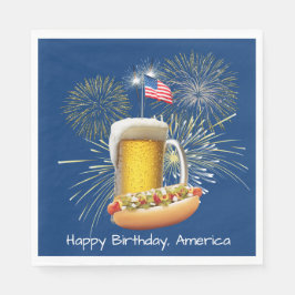 ホットドッグと花火付きビール|過去記事 スタンダードランチョンナプキン