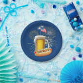 ホットドッグと花火付きビール|過去記事 ペーパープレート (パーティー)