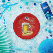 ホットドッグと花火付きビール|過去記事 ペーパープレート (パーティー)