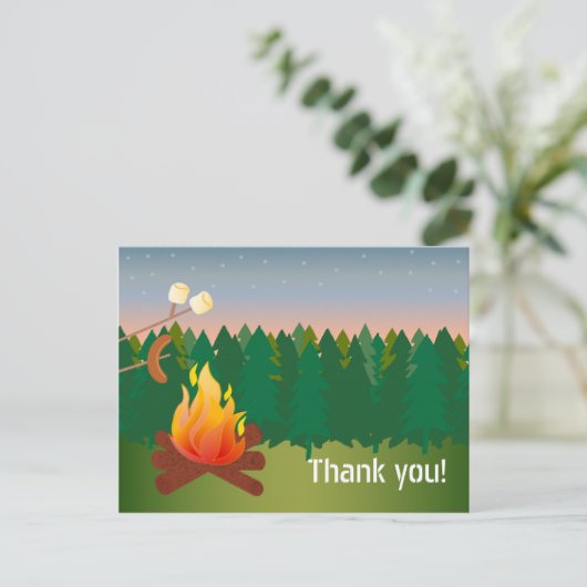 ホットドッグとS'moresキャンプファイヤーありがとう ポストカード (スタンド正面)