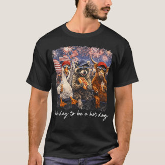 ホットドッグにとって悪い日 Funny Animal 250周年 Tシャツ