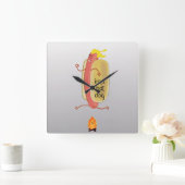 ホットドッグに悪魔をあえて スクエア壁時計 (ホーム)