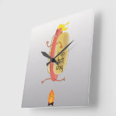 ホットドッグに悪魔をあえて スクエア壁時計 (傾斜)