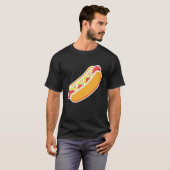 ホットドッグのキャラクターイラスト - 面白いスナック好き Tシャツ (正面フル)