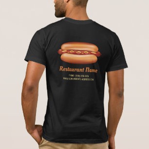 ホットドッグのファストフードレストランのカスタムロゴ Tシャツ