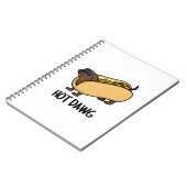 ホットドッグのユーモア満載のホットドッグのパンへの駒込みジョーク ノートブック (左側)