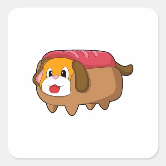ホットドッグの犬 スクエアシール (正面)