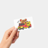 ホットドッグの移動販売車の漫画イラスト バッジ (手持ち)