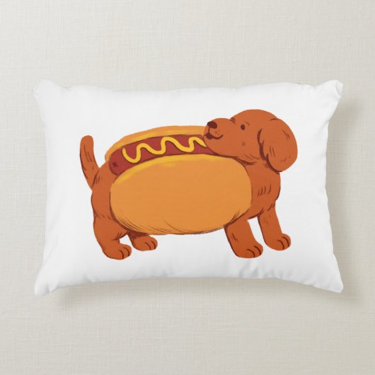 ホットドッグの衣装を着たダシュント犬 アクセントクッション (正面)