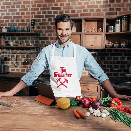 ホットドッグを持つグリルファーザー ロングエプロン