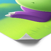 ホットドッグを楽しむ紫色の恐竜 ポスター (角)