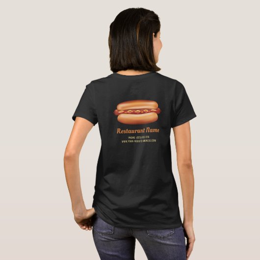 ホットドッグイラストレーションカスタムファストフードレストラン Tシャツ (裏面フル)