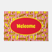 ホットドッグカートダイナーとレストランへようこそ ドアマット (正面)