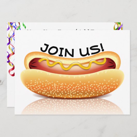 ホットドッグクックアウトパーティの招待状 招待状 (正面/裏面)