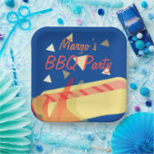 ホットドッグクックアウトBBQバースデーパーティーブルー ペーパープレート (パーティー)