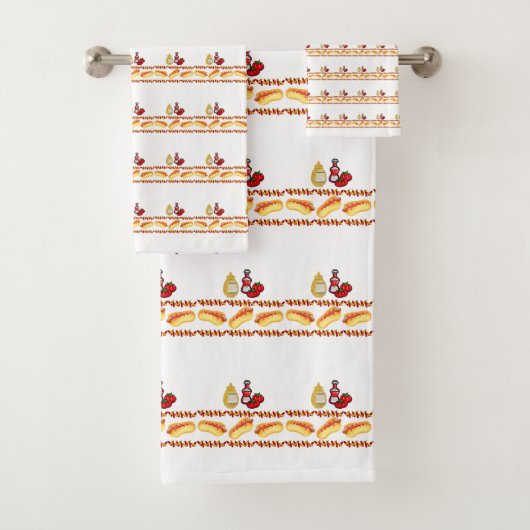 ホットドッグケチャップマスタードバスルーム バスタオルセット (インサイチュ)