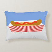 ホットドッグケチャップレッド&ホワイト アクセントクッション (正面)