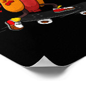 ホットドッグスケーターおもしろいスケートで滑るブラトワースト ポスター (角)